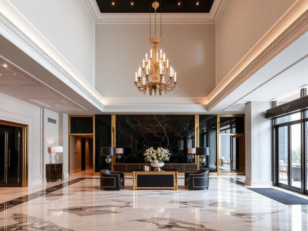 Grand double-height lobby